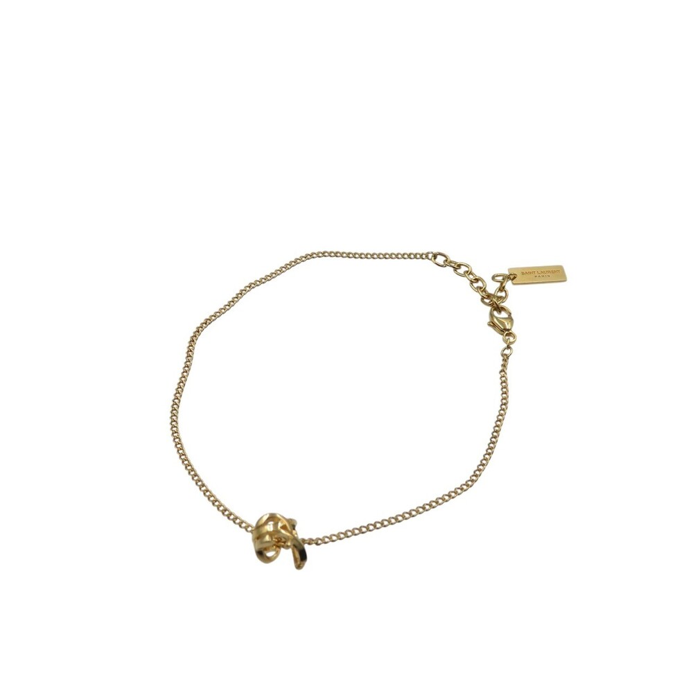 SAINT LAURENT Gold Monogram Charm Bracelet